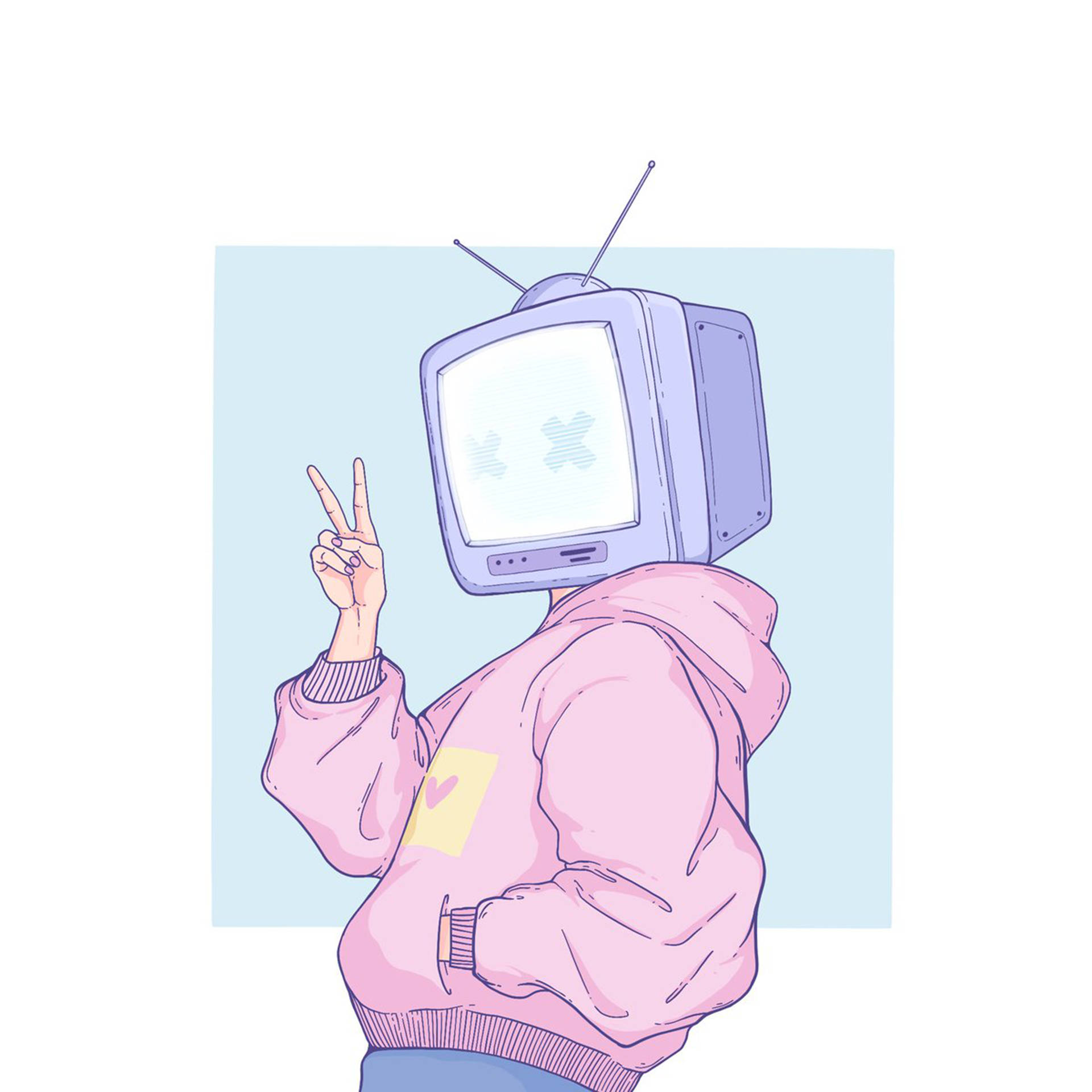 Tv Head Peace Sign Background