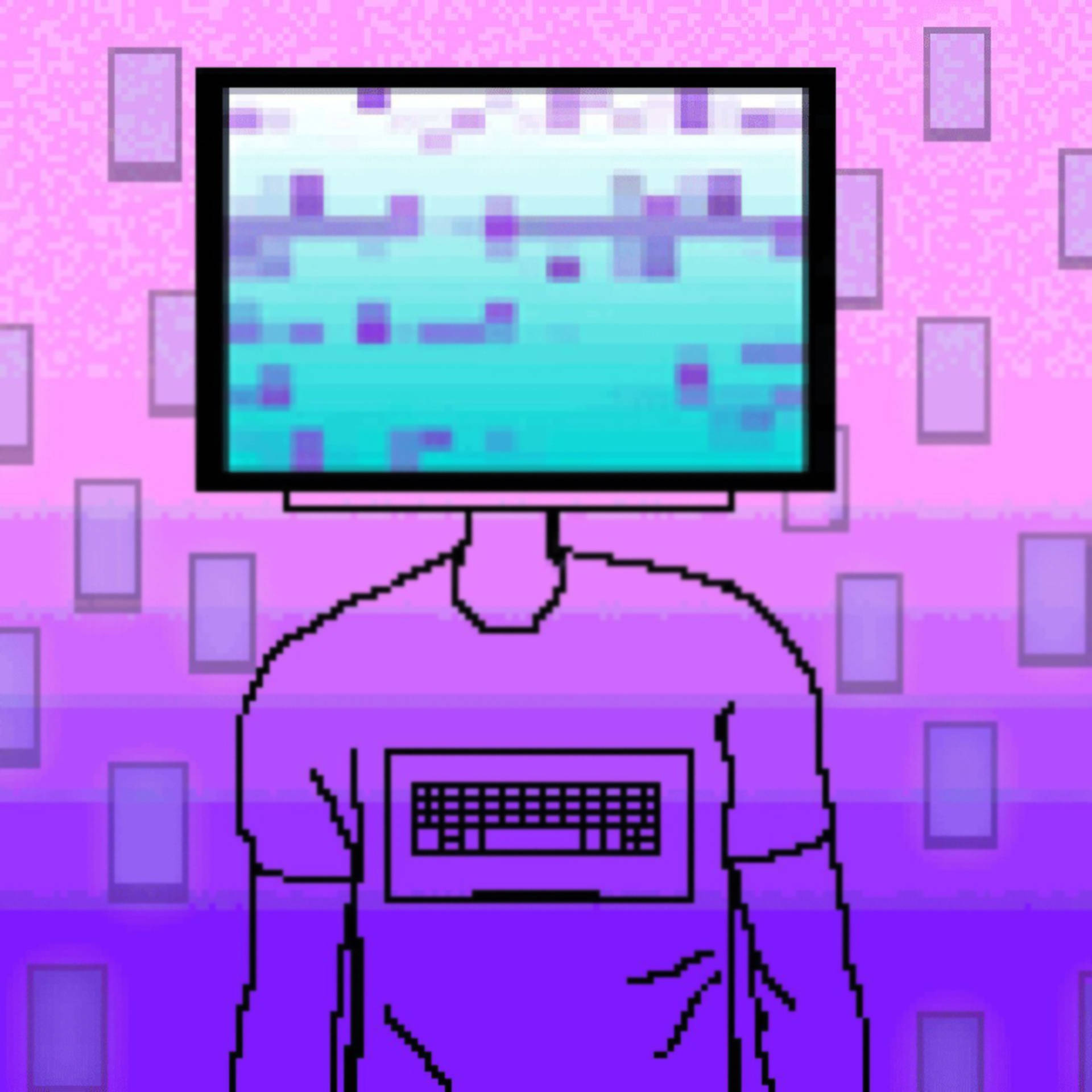Tv Head Purple Boy Background