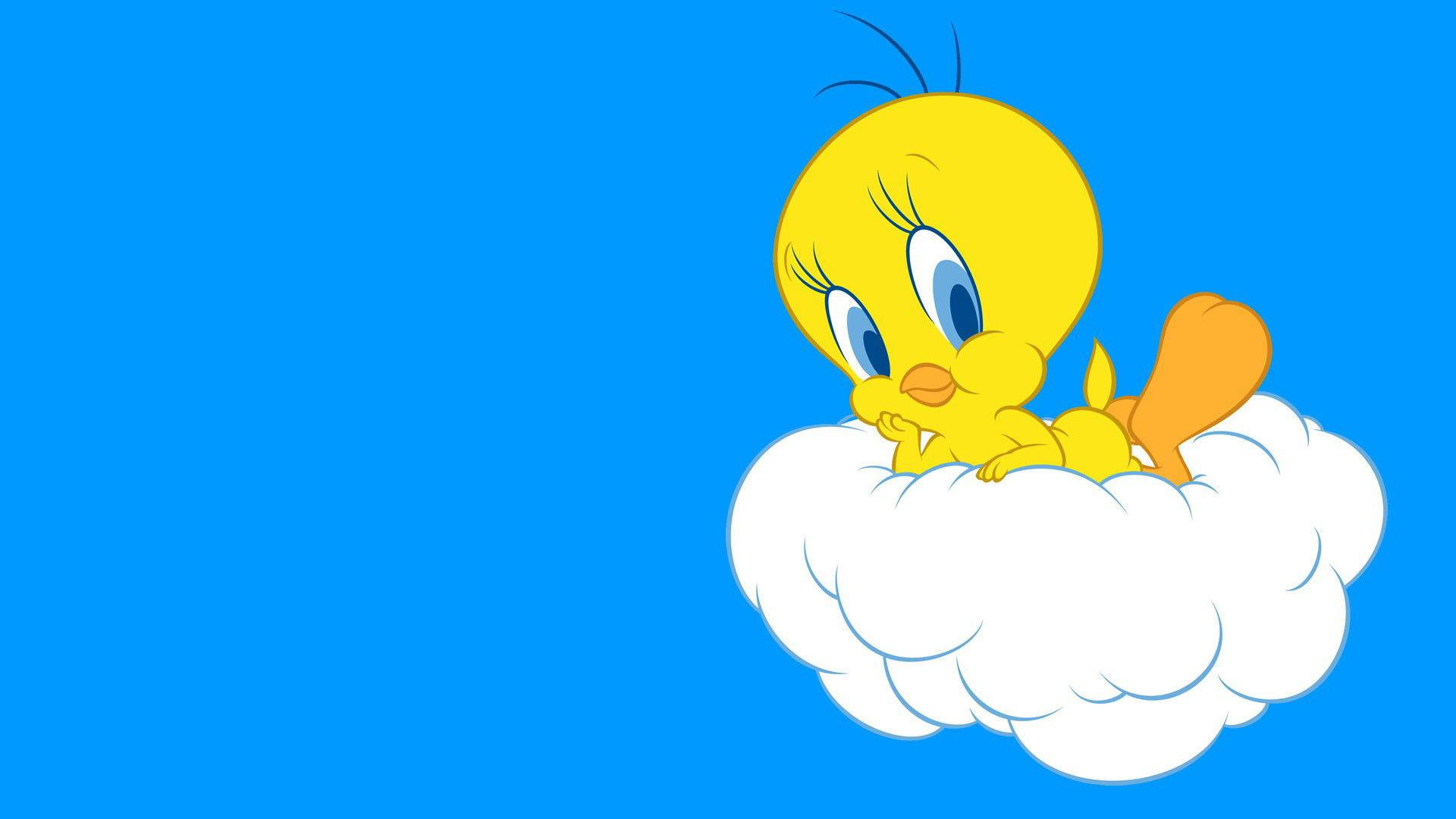 Tweety Bird On A Cloud Background