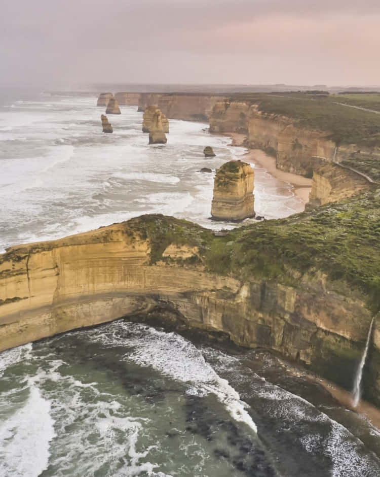 Twelve Apostles In Victoria Australia High Angle Shot Background