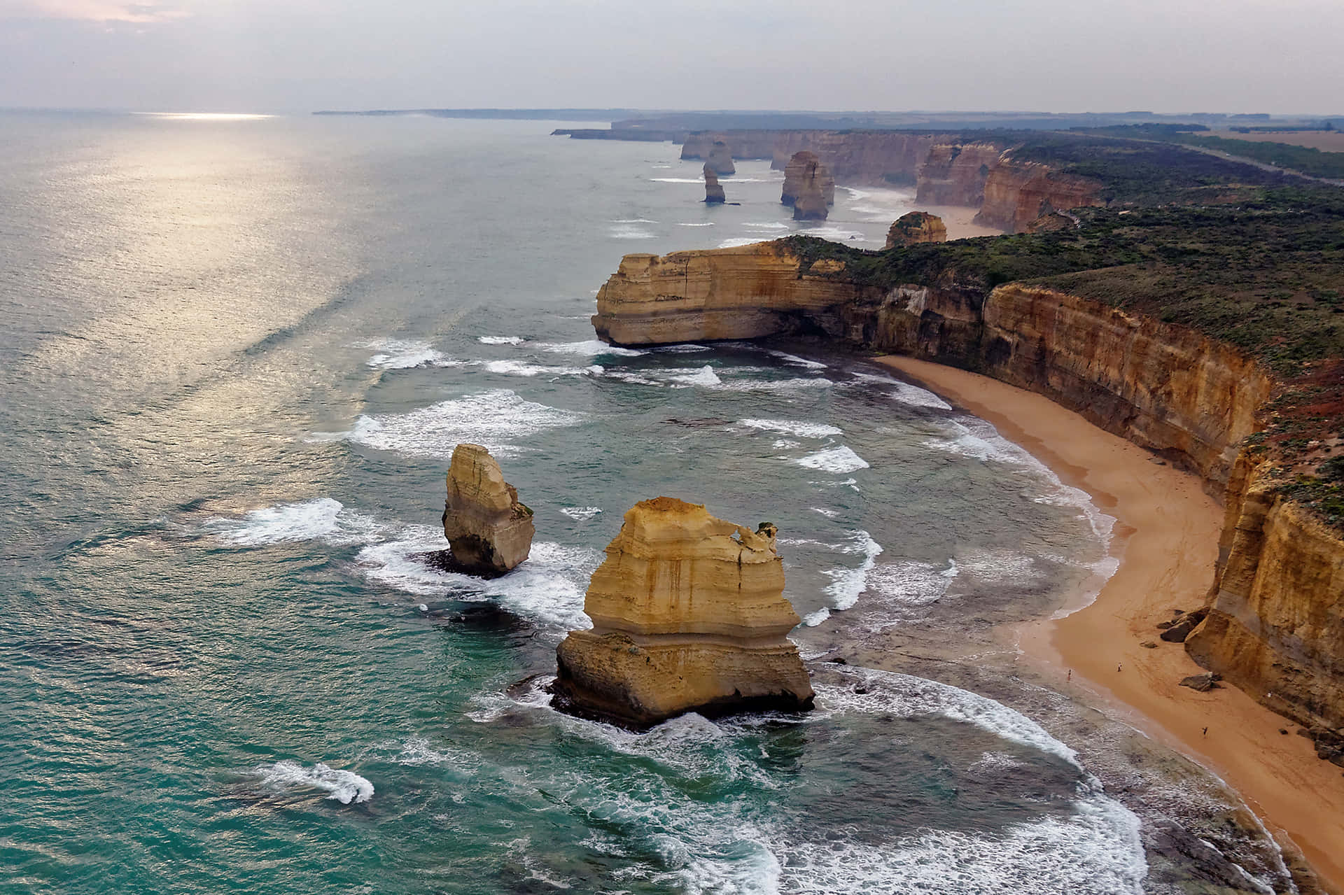 Twelve Apostles In Victoria Australia Wide Angle Shot Background