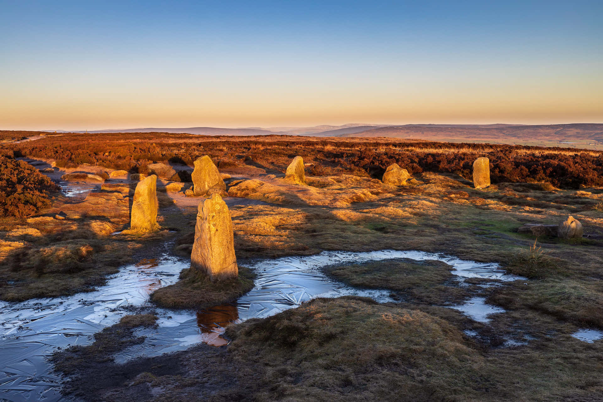 Twelve Apostles Stone Circle In England During Sunset Background