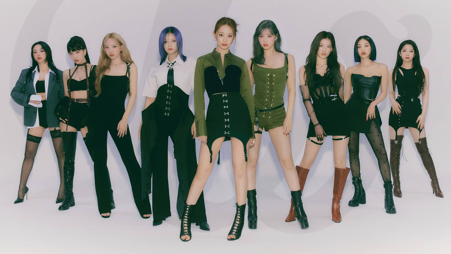 Twice 4k Green And Black Outfits Background