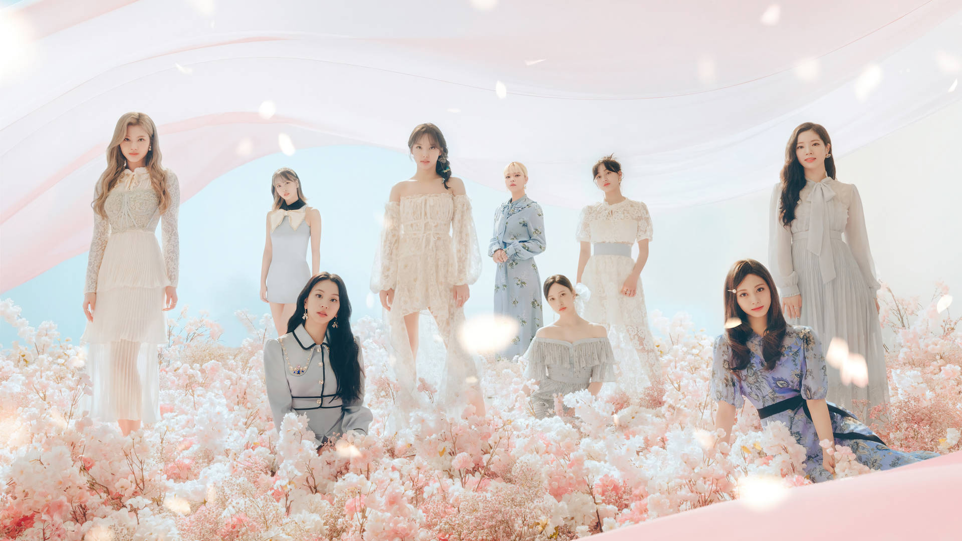 Twice 4k In Dreamy Flower Garden Background