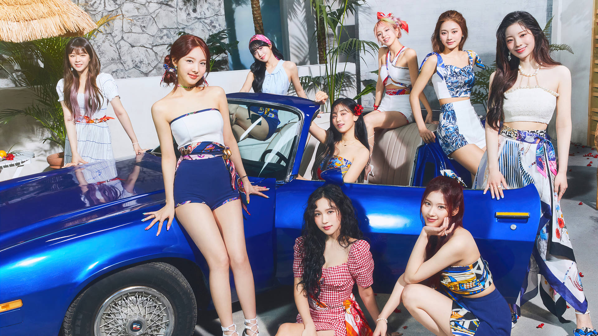 Twice 4k With Blue Luxury Car