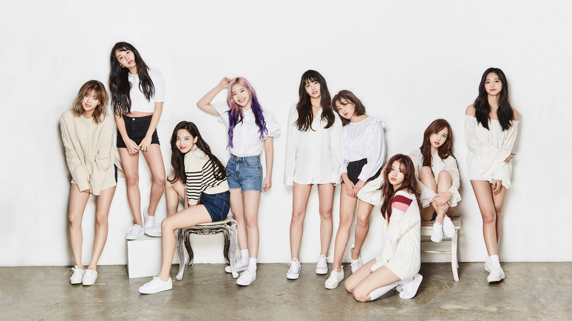 Twice 4k With White-themed Outfits Background