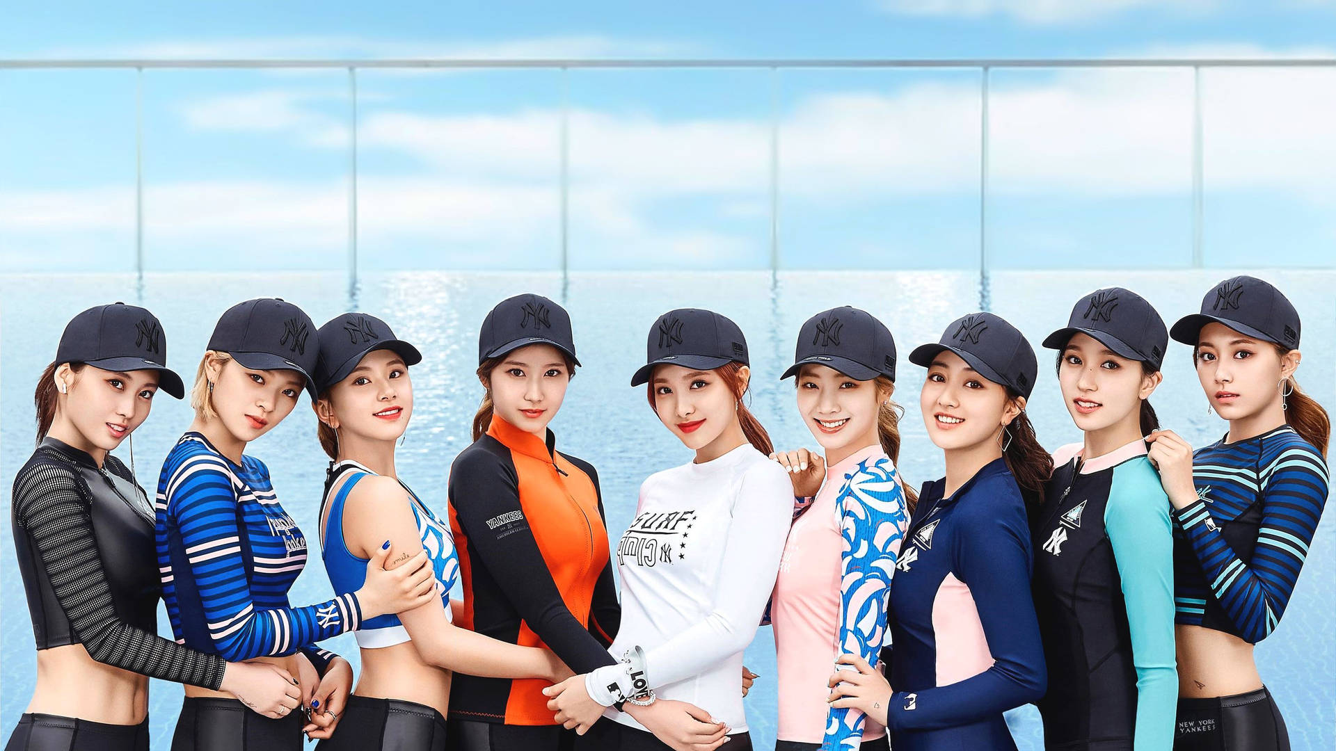 Twice In Yankees Cap Background