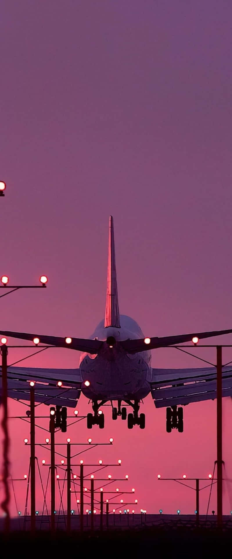Twilight Airplane Landing Background