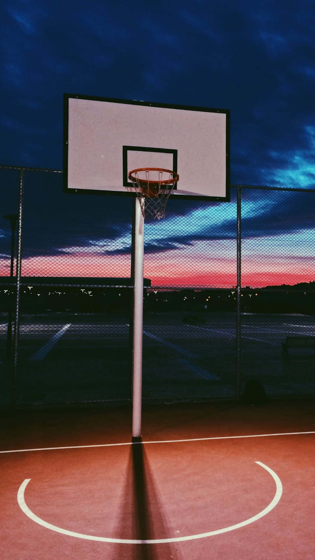 Twilight Basketball Court Sunset Background