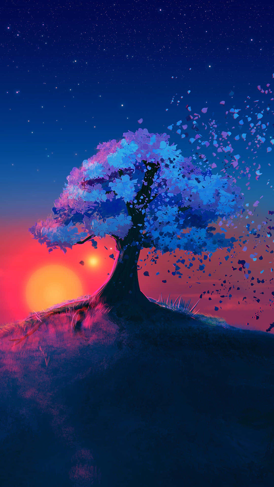 Twilight Blossom Tree Art Background