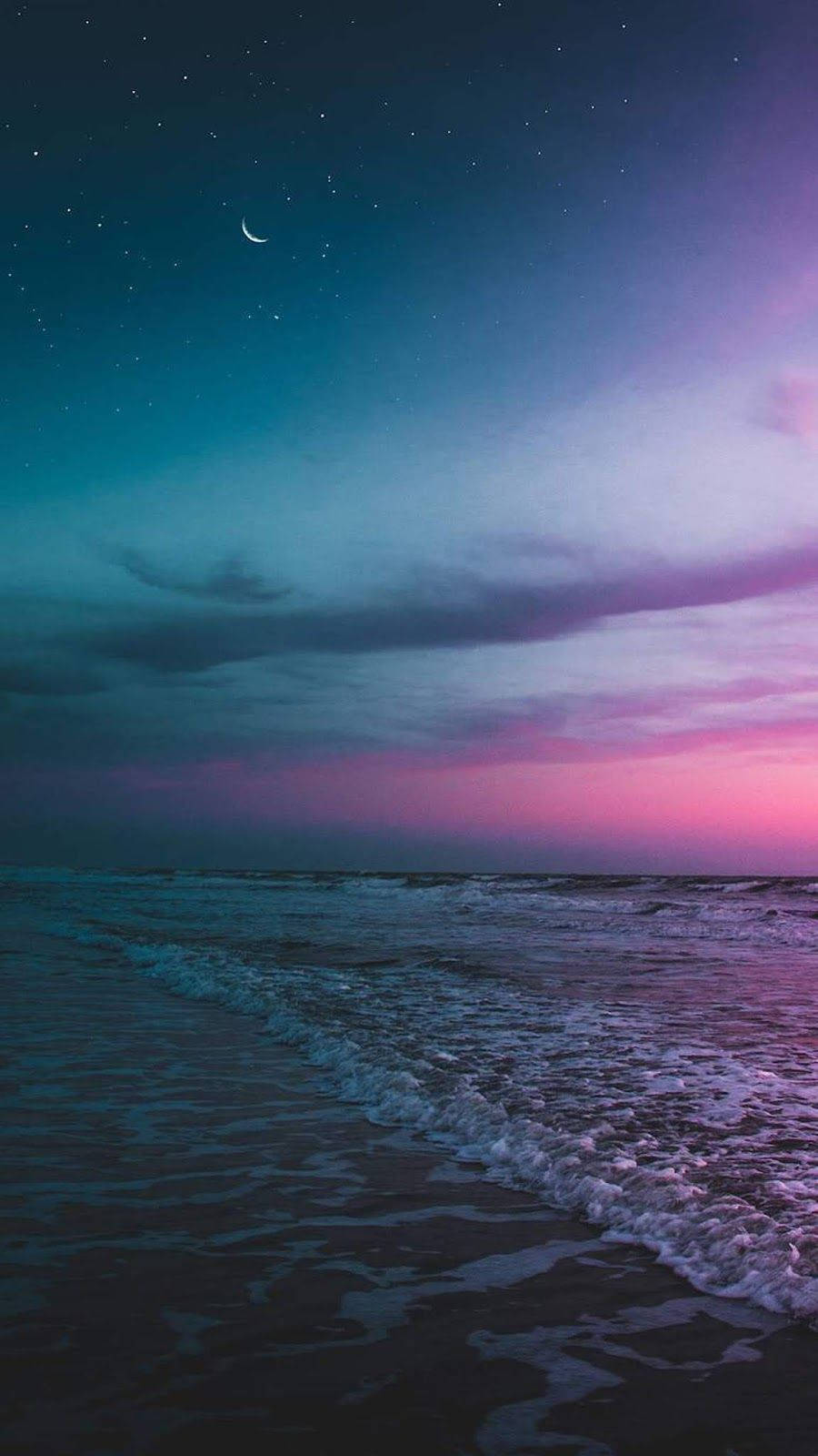 Twilight Moon Beach Night Background