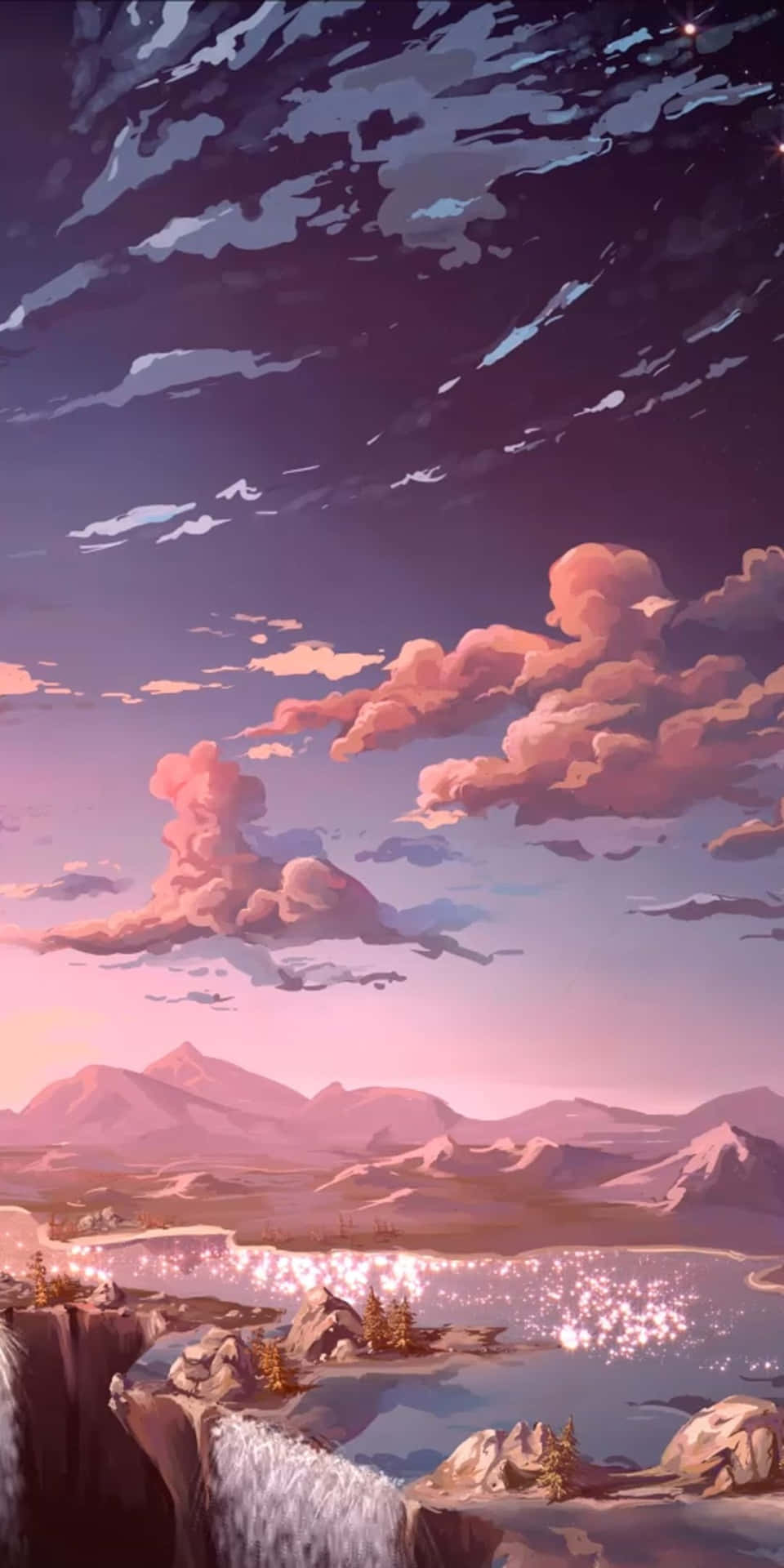 Twilight Mountain Lake Artwork Background