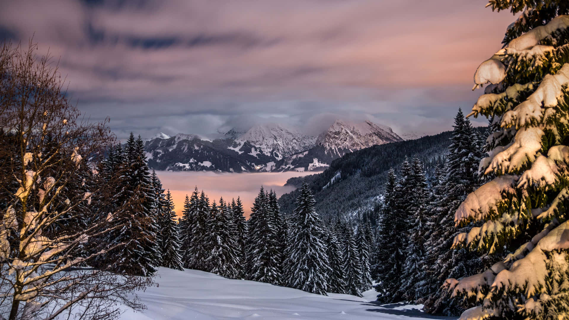 Twilight_ Mountain_ Winter_ Scene_4 K Background