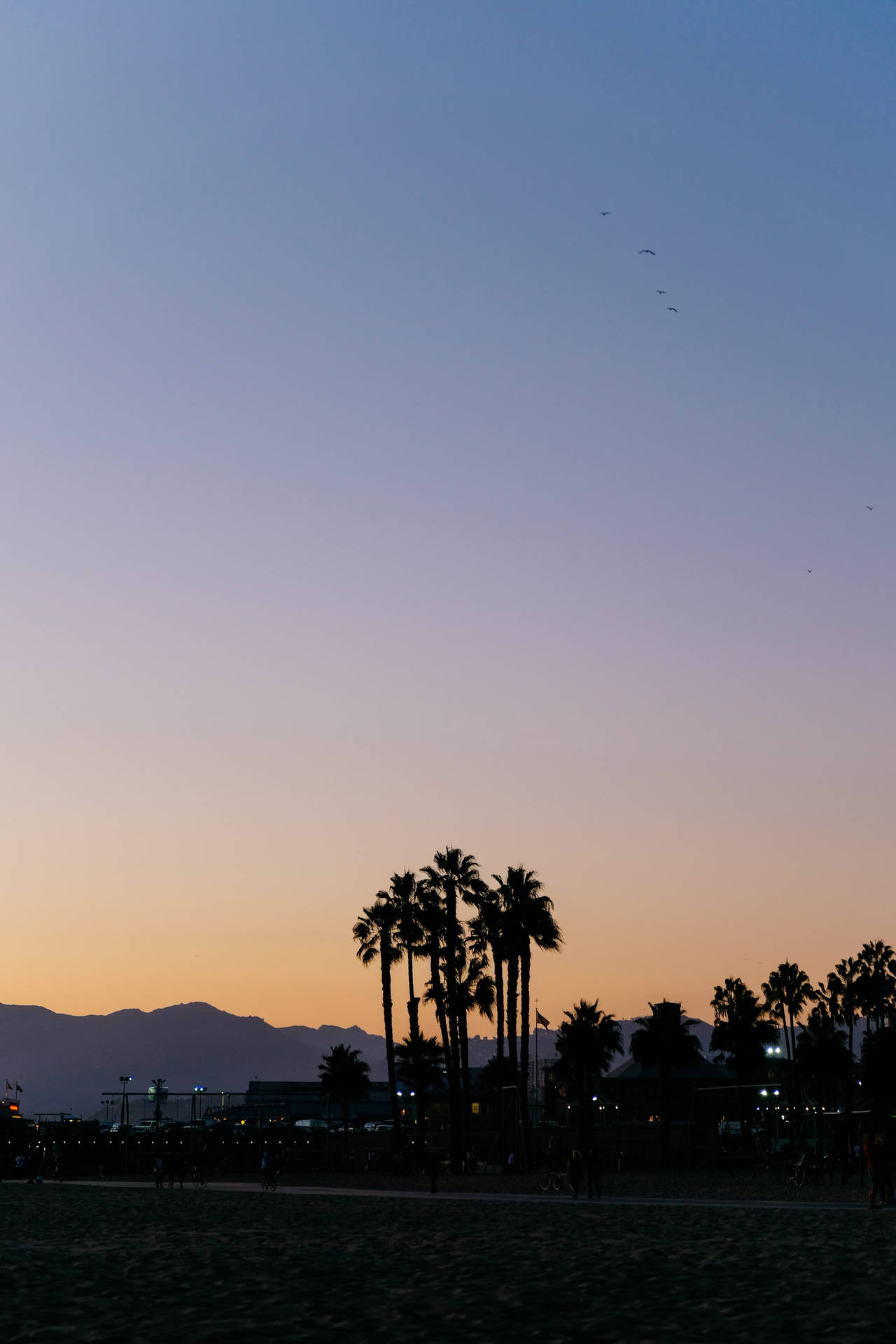 Twilight Sky On Santa Monica Background