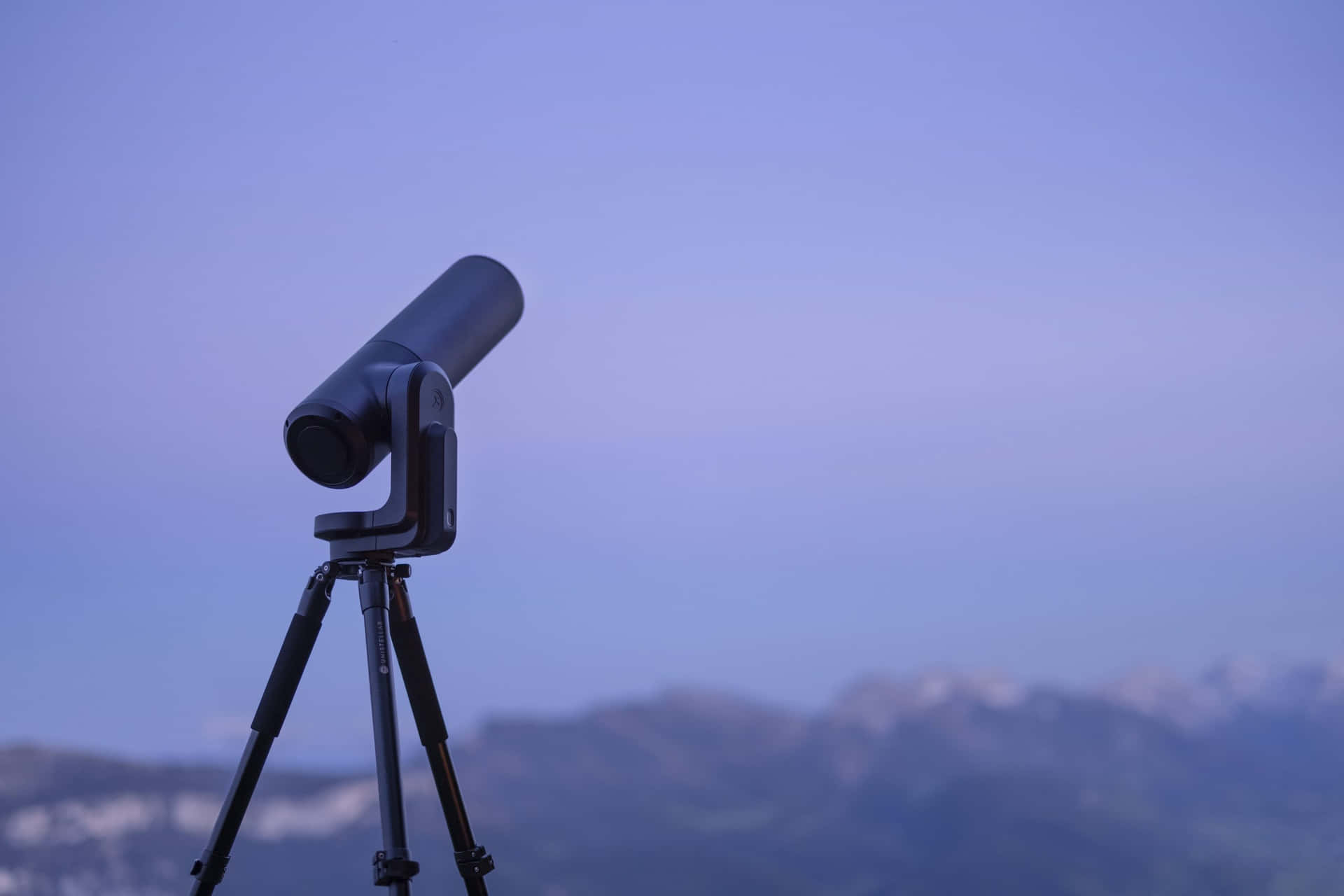 Twilight Telescope Overlooking Mountains Background