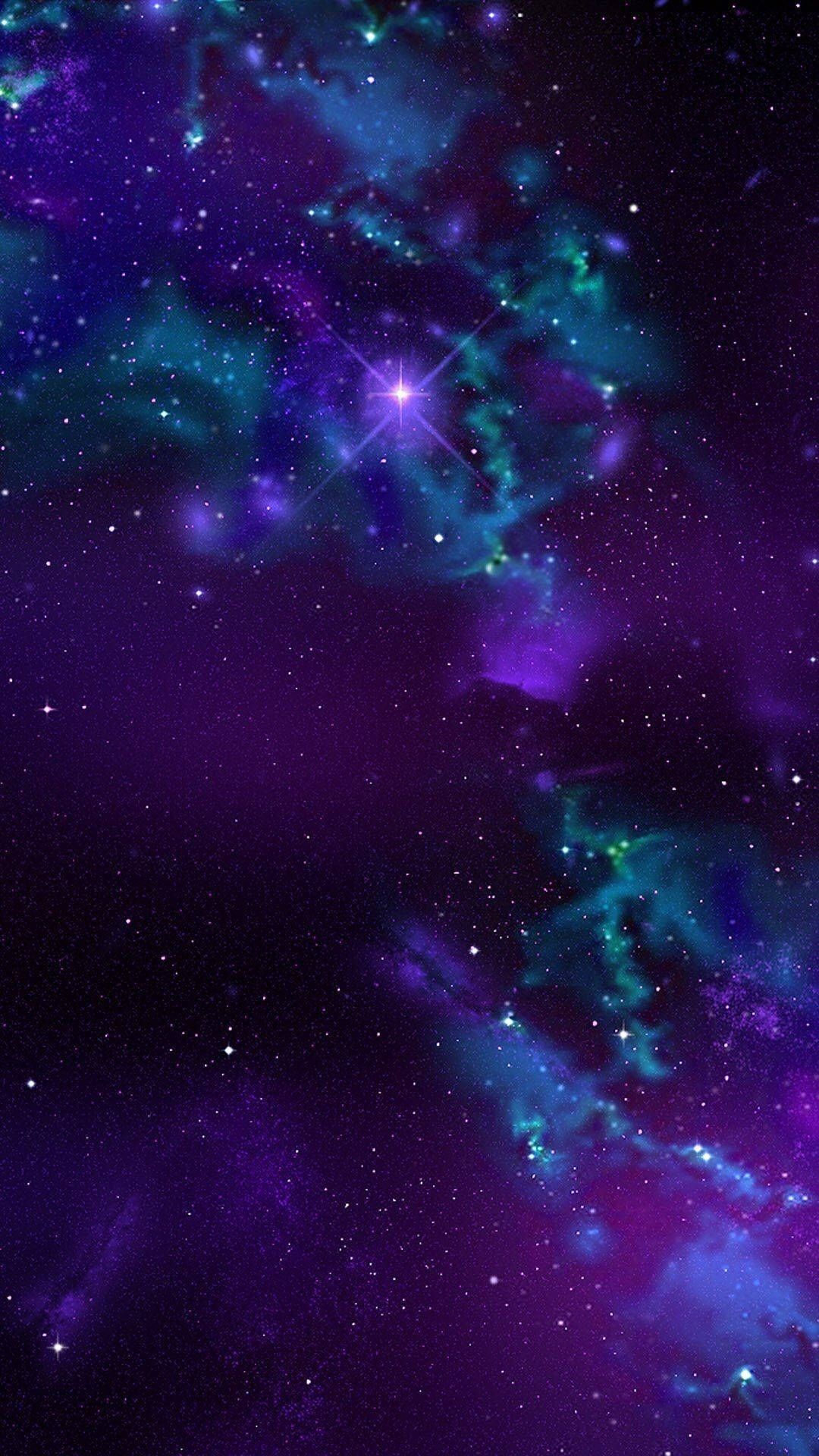 Twinkling Purple Star In Galaxy Background