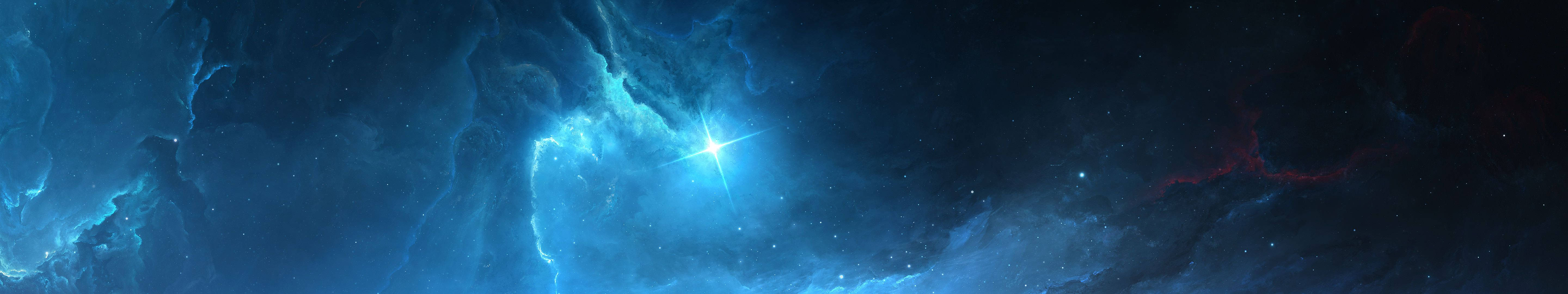Twinkling Star In Blue Galaxy Background