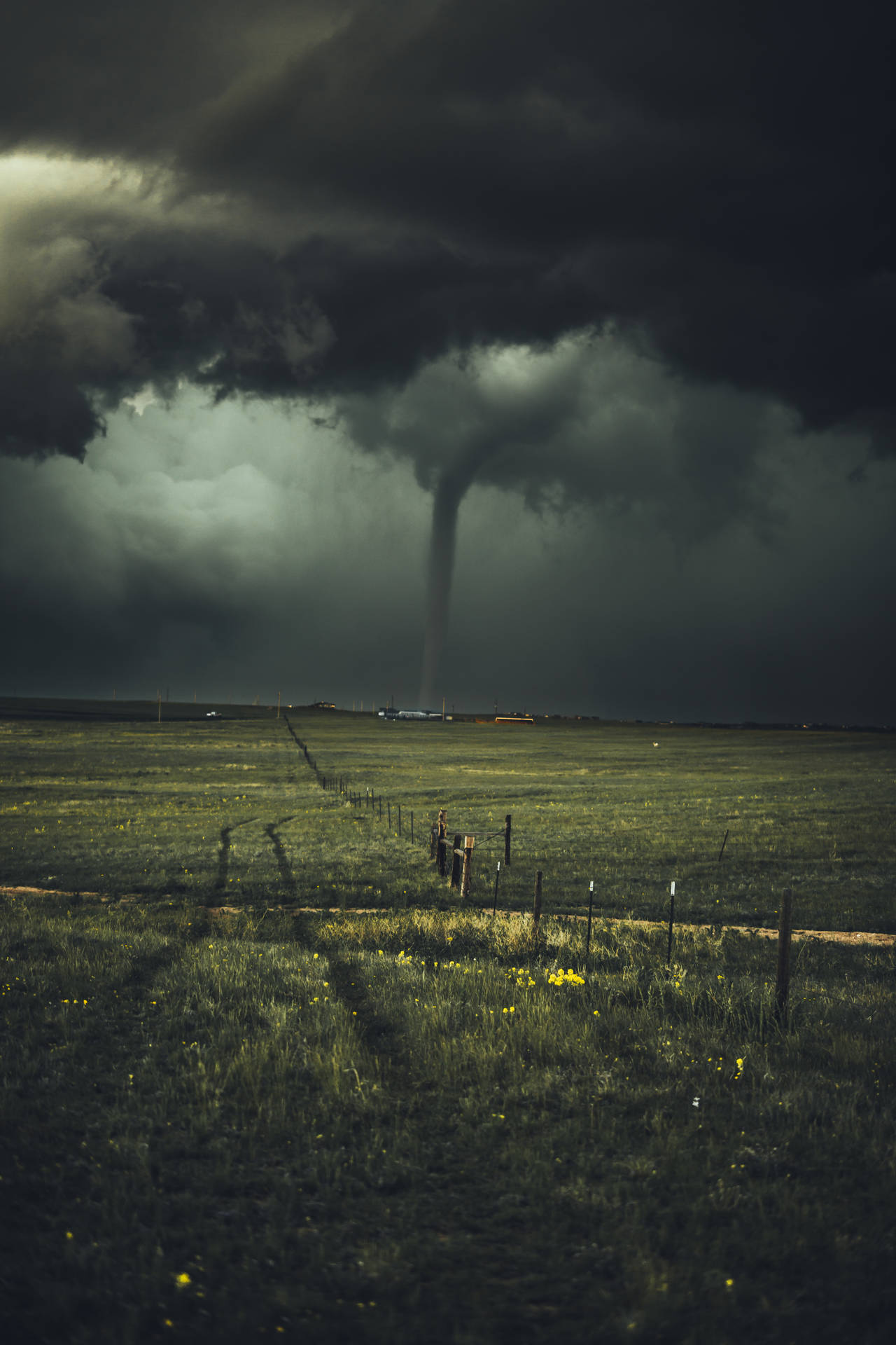 Twister Storm In Wyoming Fields Background