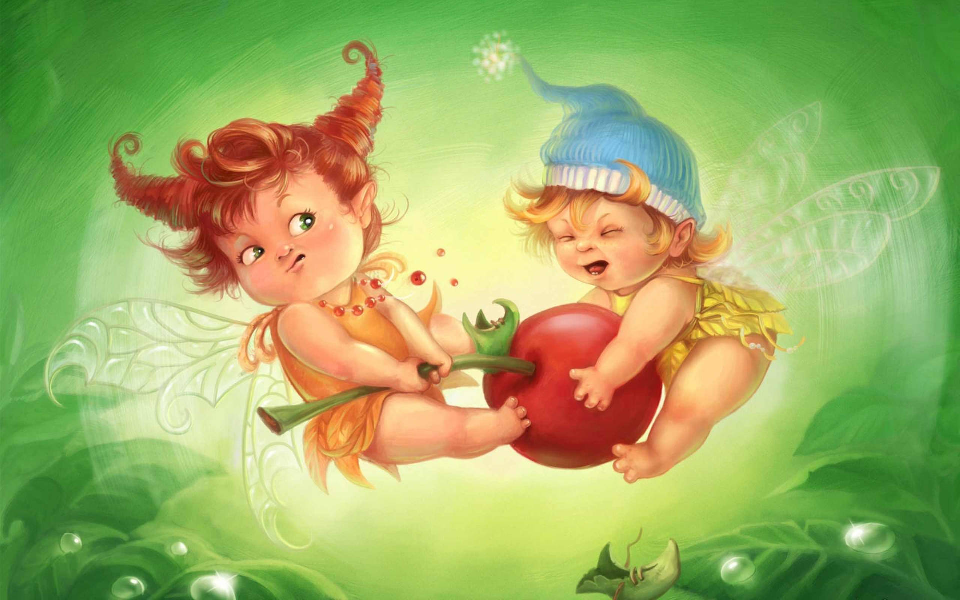 Two Adorable Baby Fairies Background