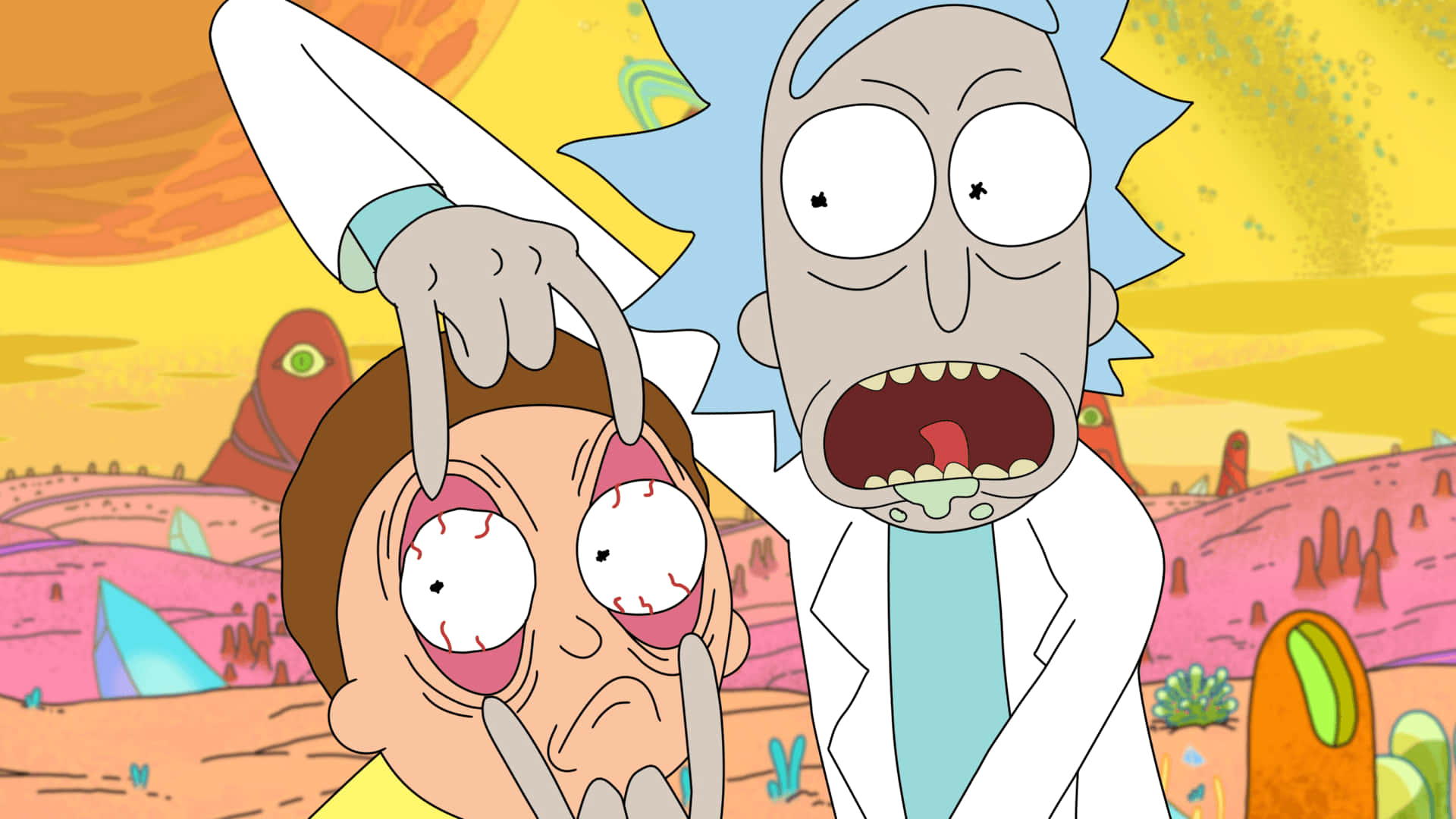 Two Adventurous Fuel-heads, Rick And Morty, On A Mission. Background
