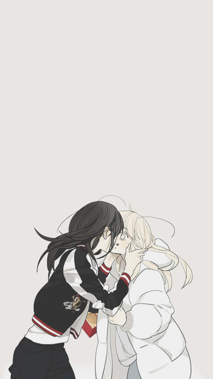 Two Anime Characters Enjoying A Romantic Moment Background