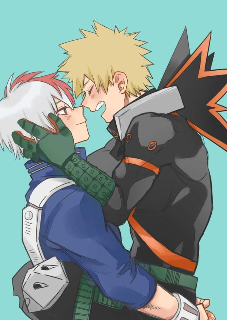 Two Anime Characters Hugging Each Other Background