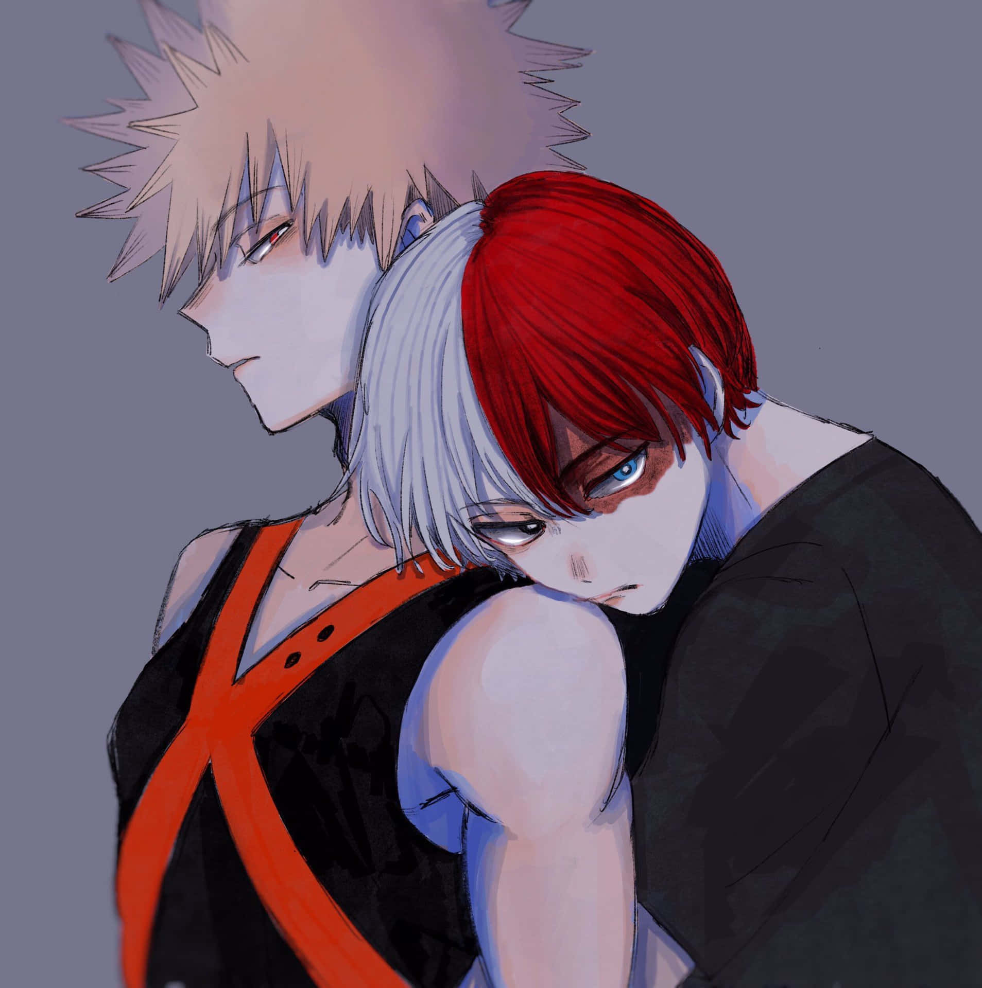 Two Anime Characters Hugging Each Other