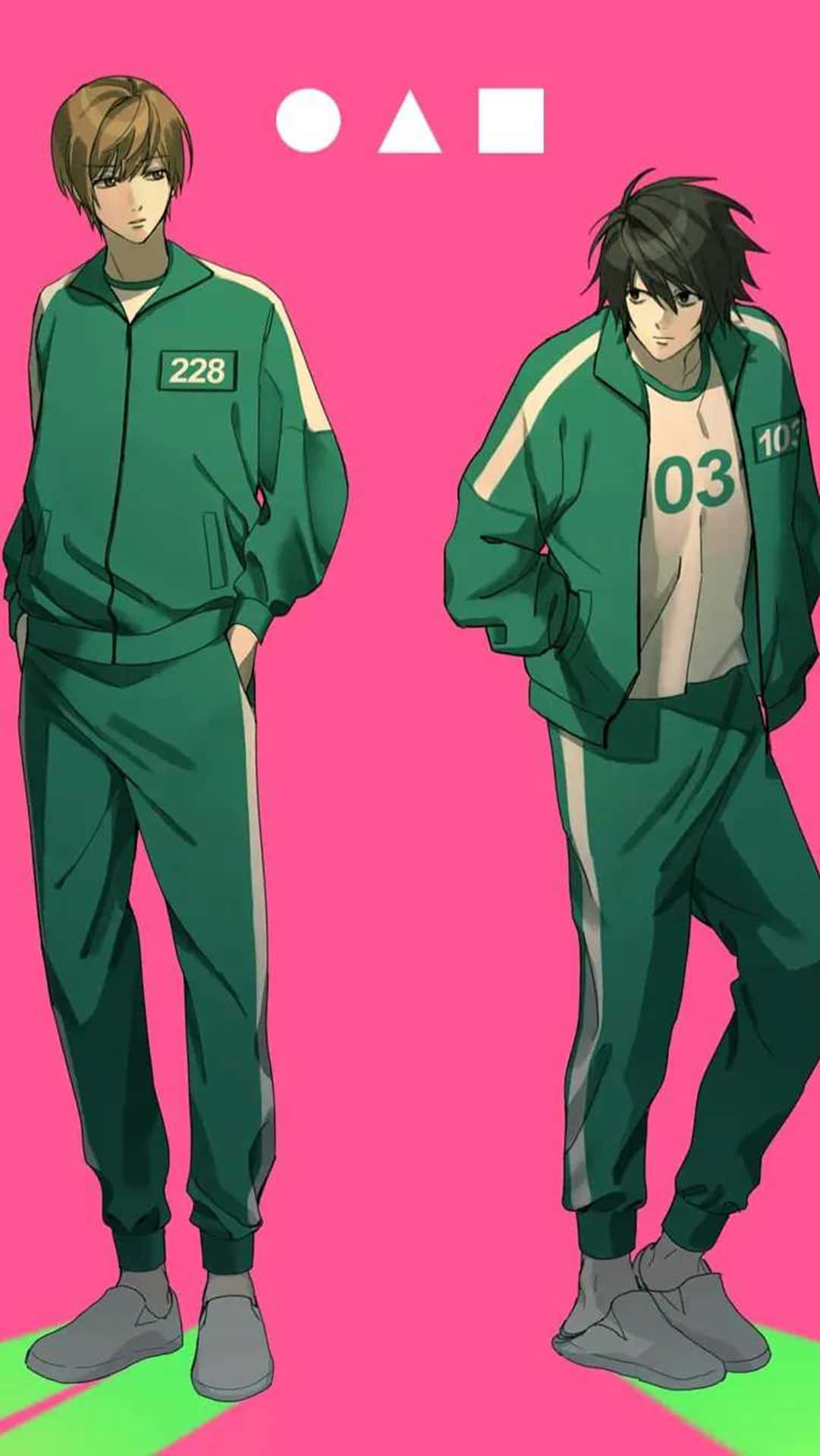 Two Anime Characters In Green And White