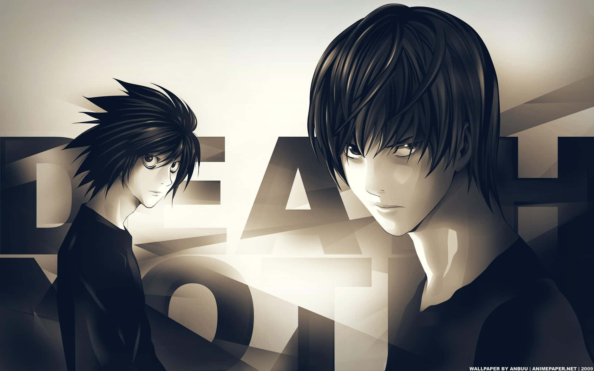 Two Anime Characters With Black Hair And Black Eyes Background