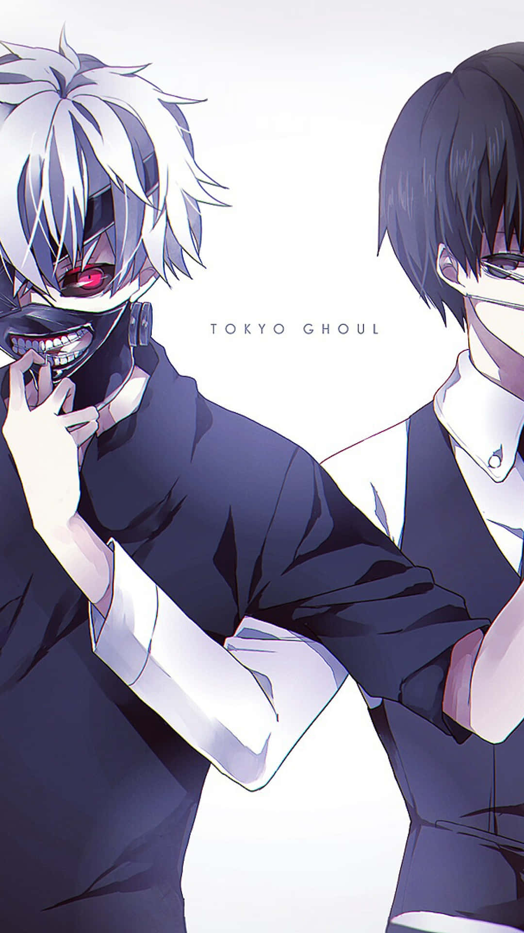 Two Anime Characters With Masks On Background
