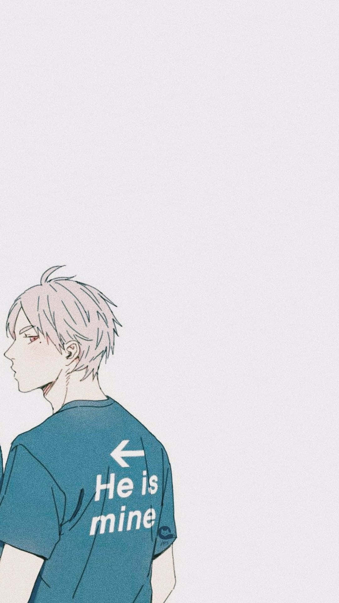 Two Anime Characters With The Words He Is Mine Background