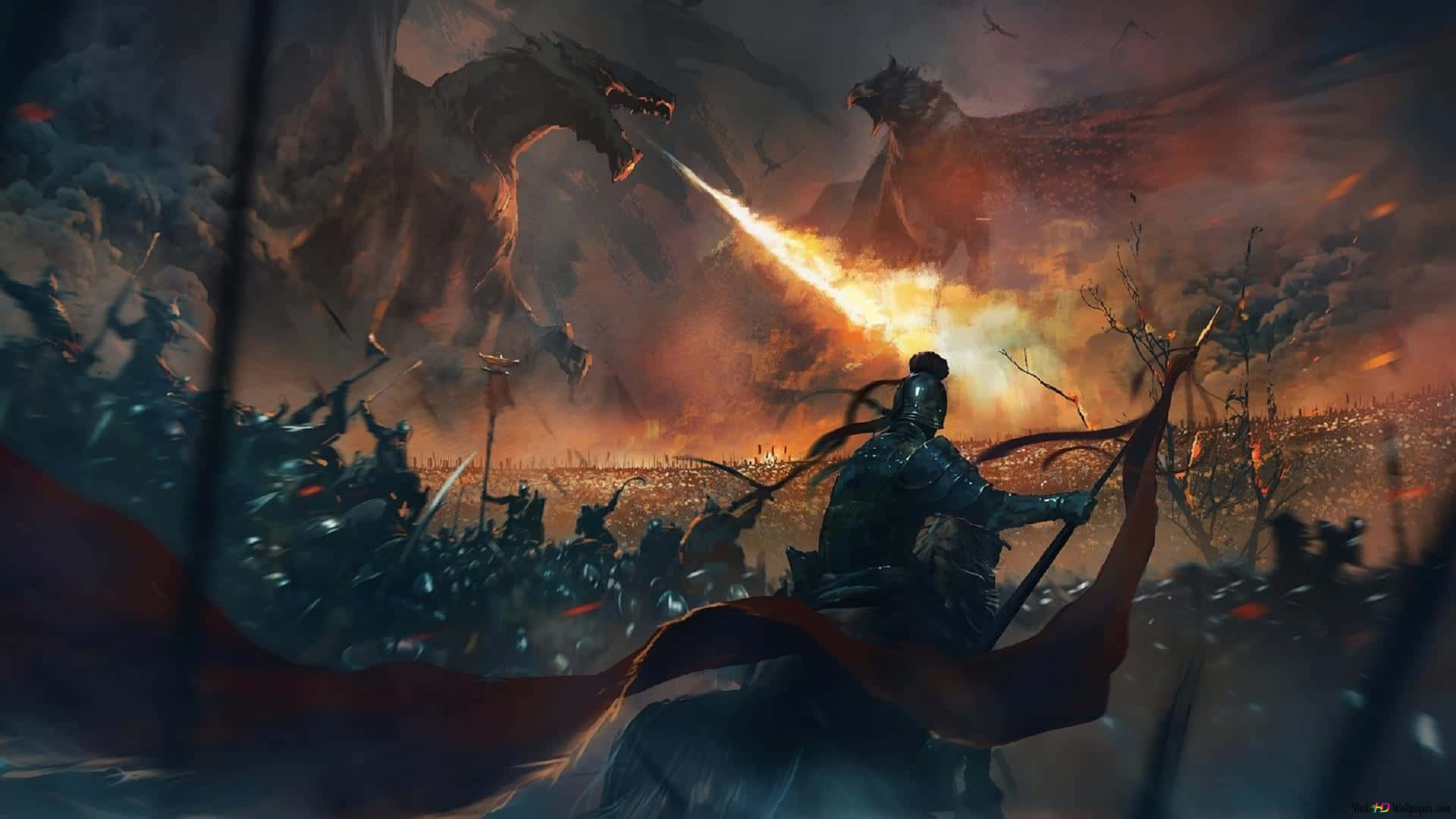 Two Armies Clash On A Battlefield In An Incredible And Epic Battle Background