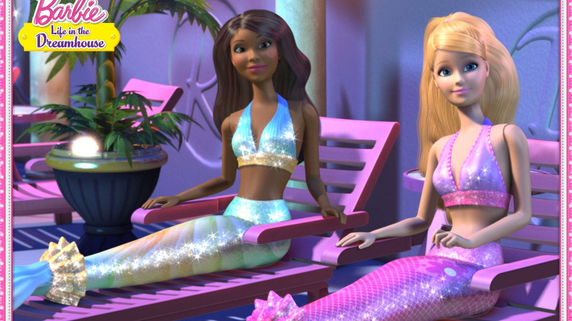 Two Barbie Mermaids Sunbathing