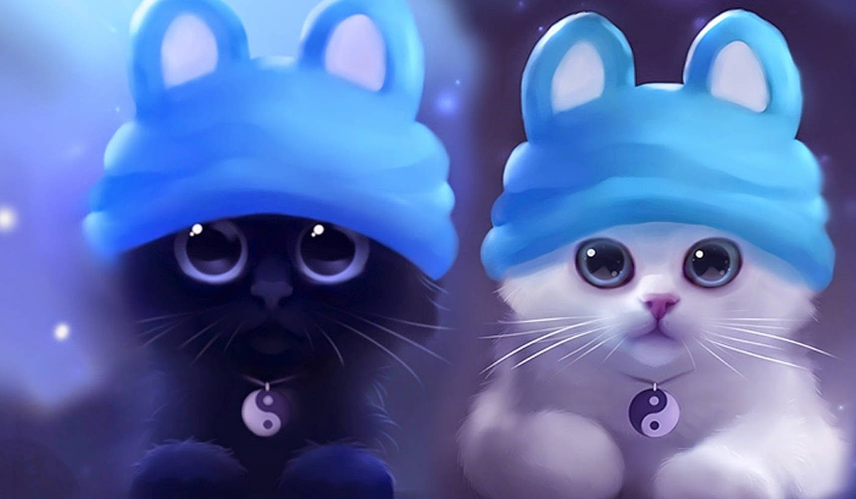 Two Beautiful Cats With Caps Background