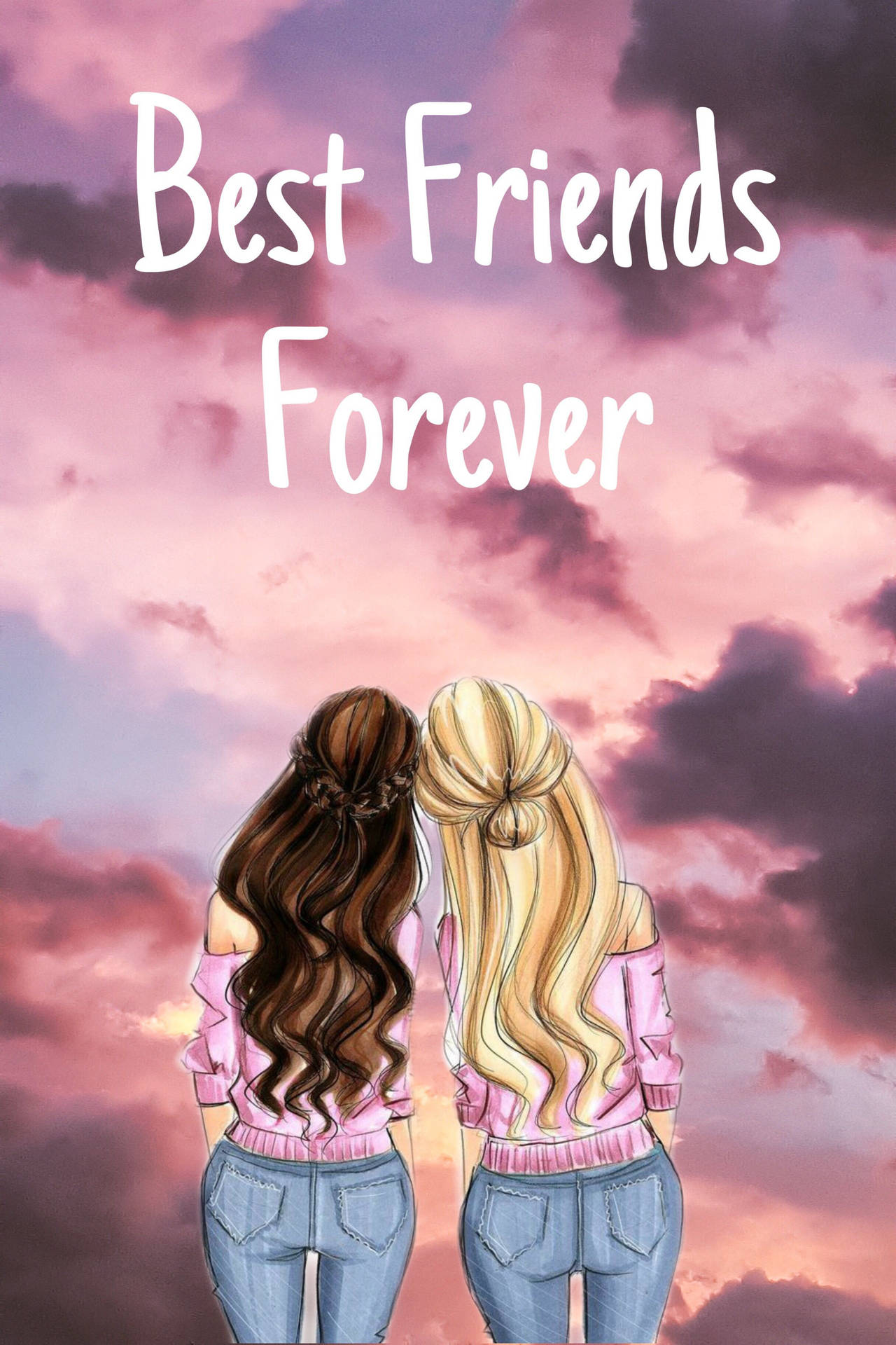 Two Bff Pink Skies Background