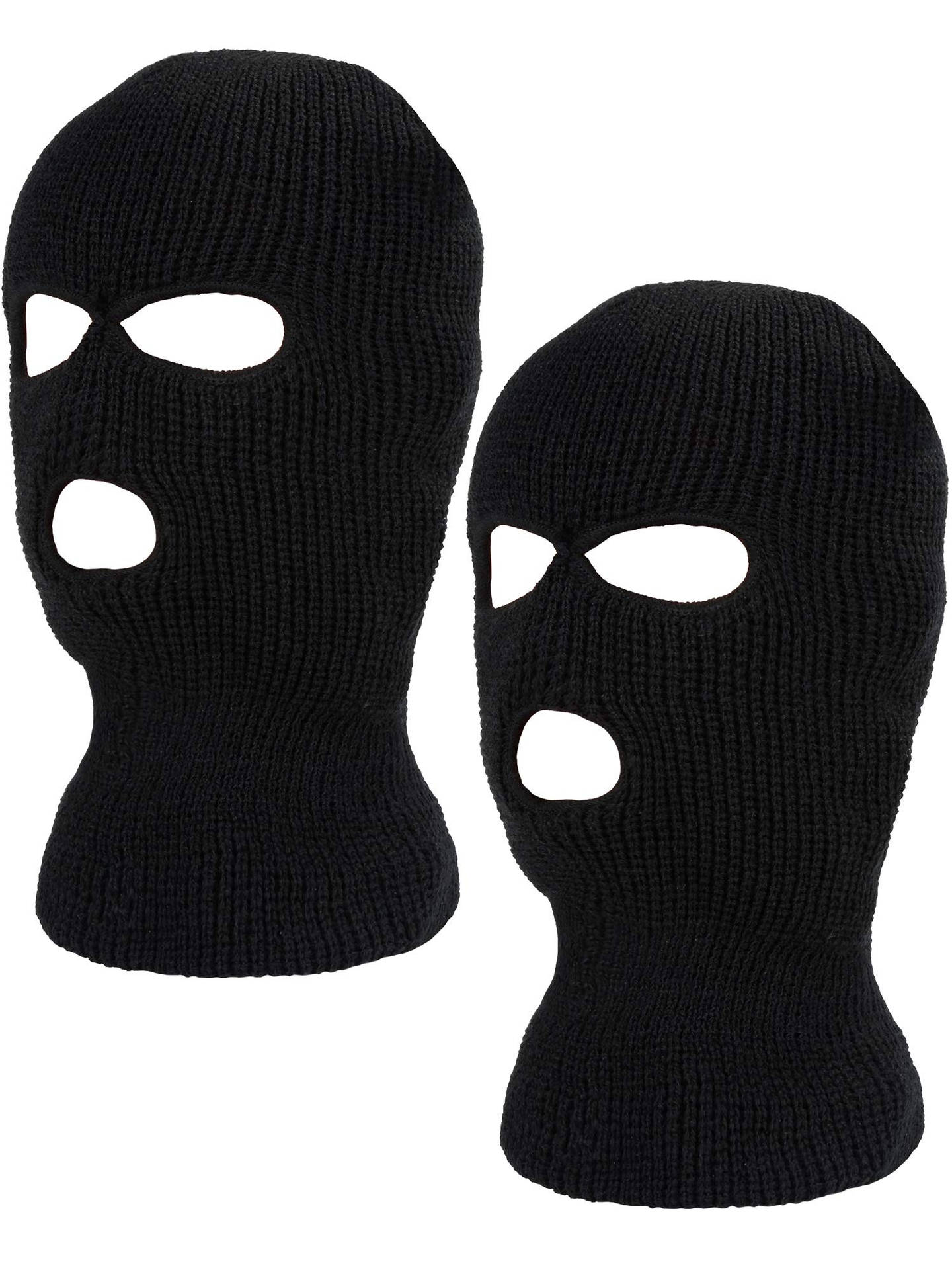 Two Black Knitted Ski Masks On A White Background Background