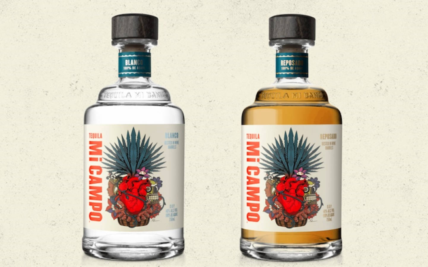 Two Bottles Mi Campo Tequila Background