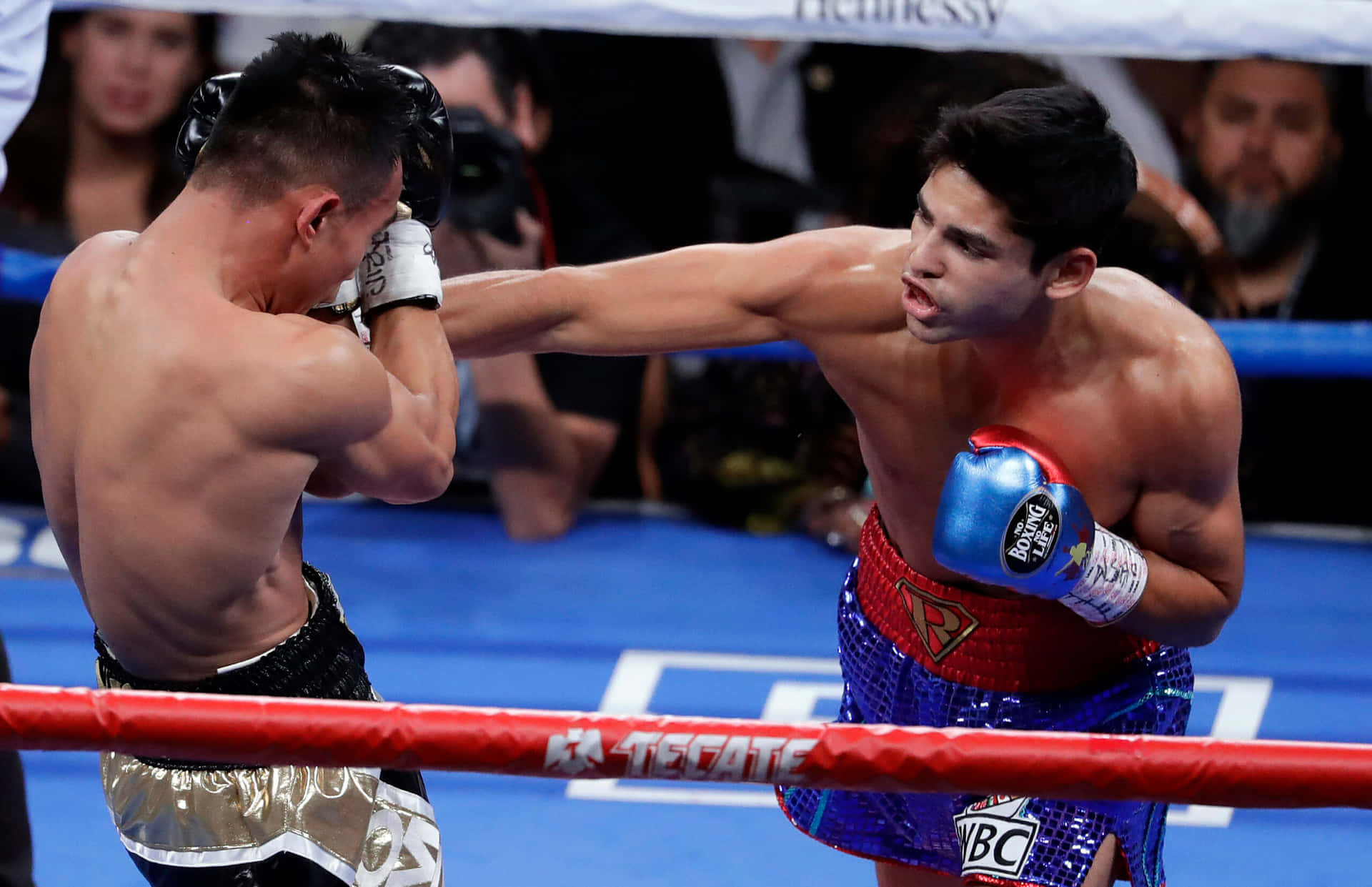 Two Boxers In A Boxing Ring Background
