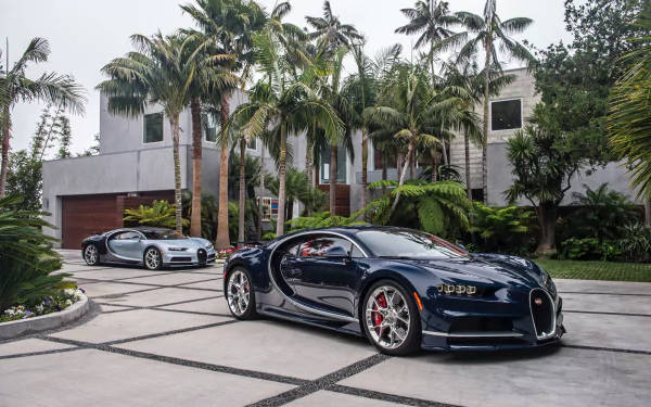 Two Bugatti Chiron 4k Background