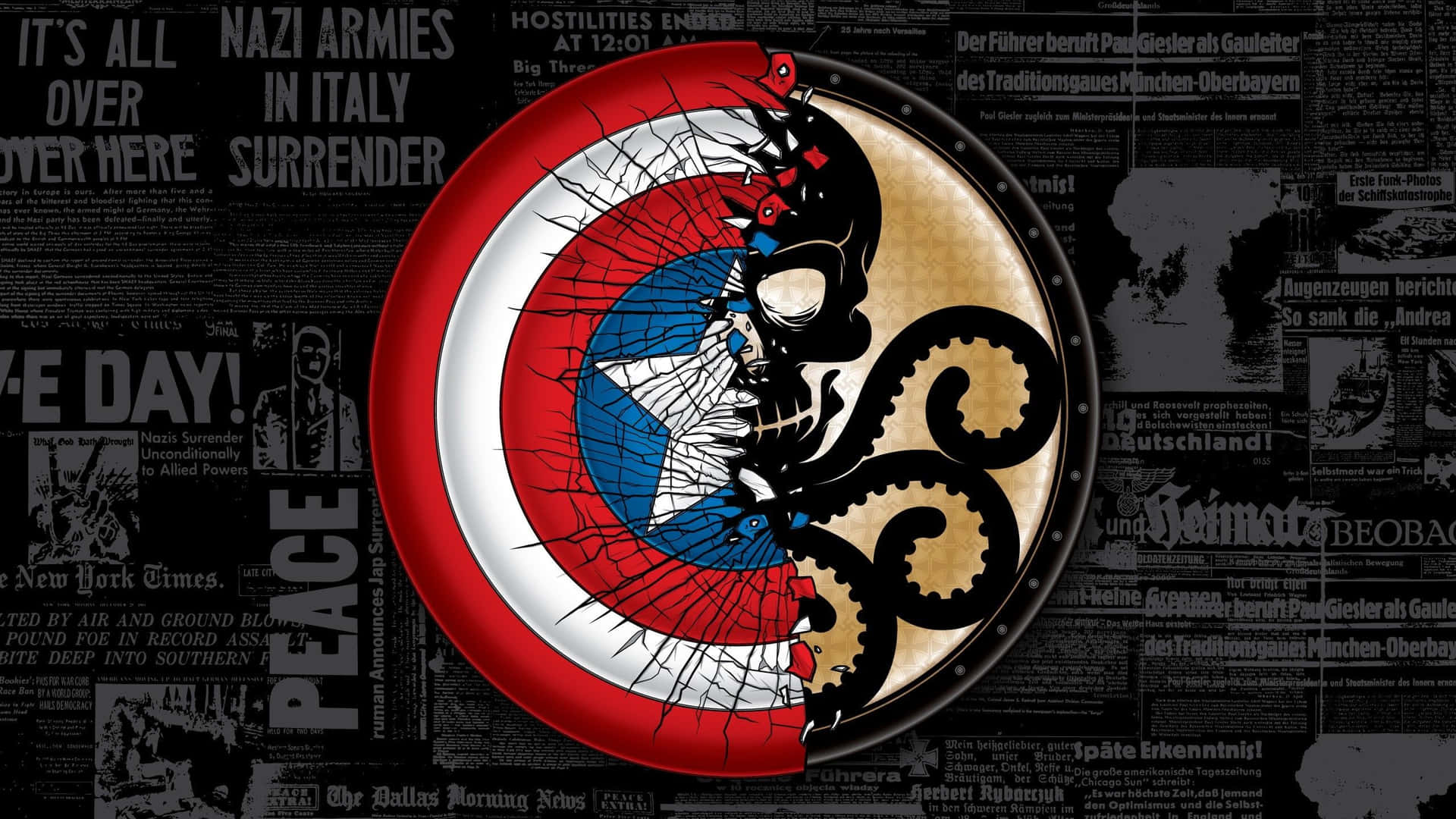 Two Captain America Shields Representing The Power Of Good Background