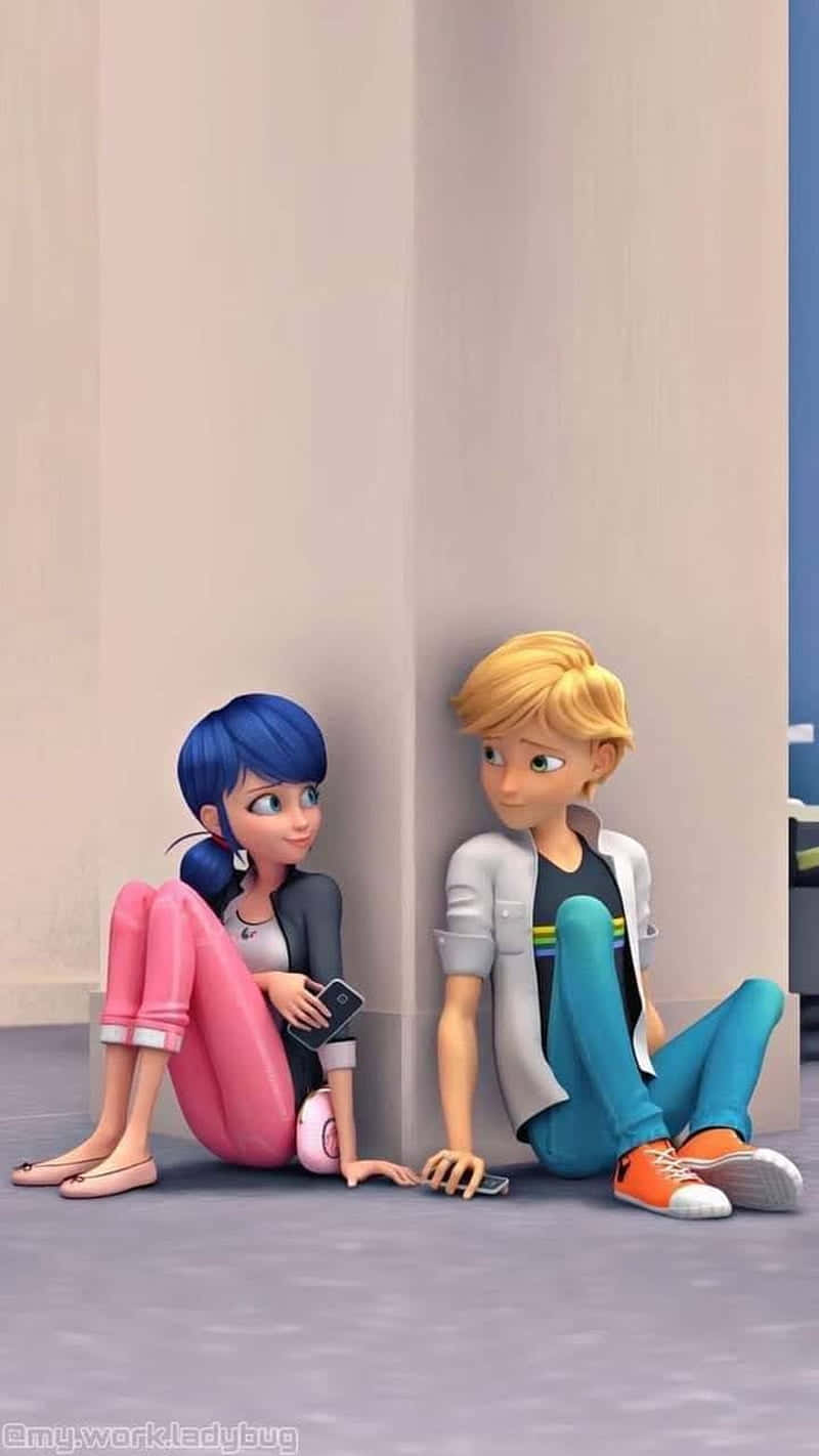 Two Cartoon Characters Sitting On The Floor