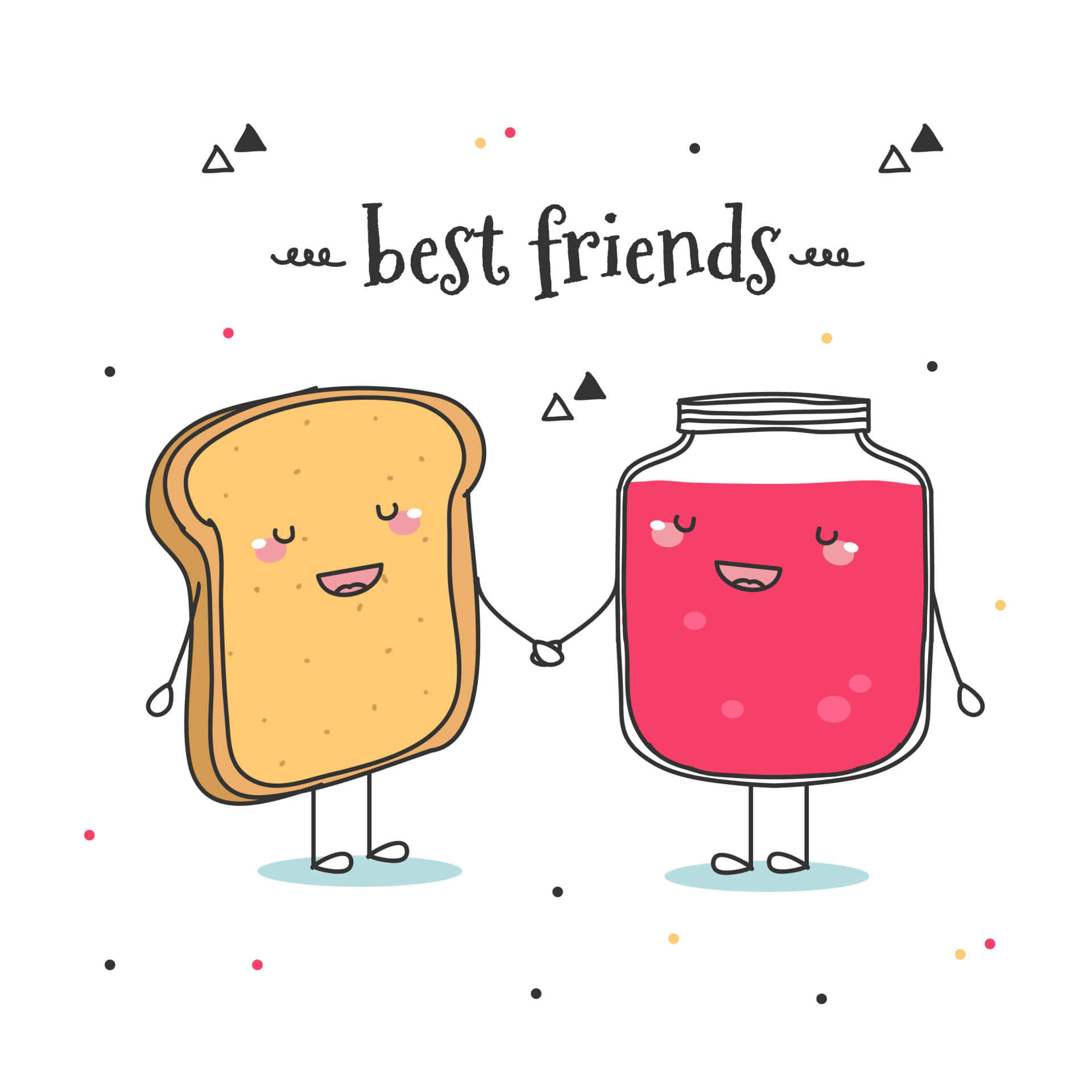 Two Cartoon Friends Holding Toast And Jam Background