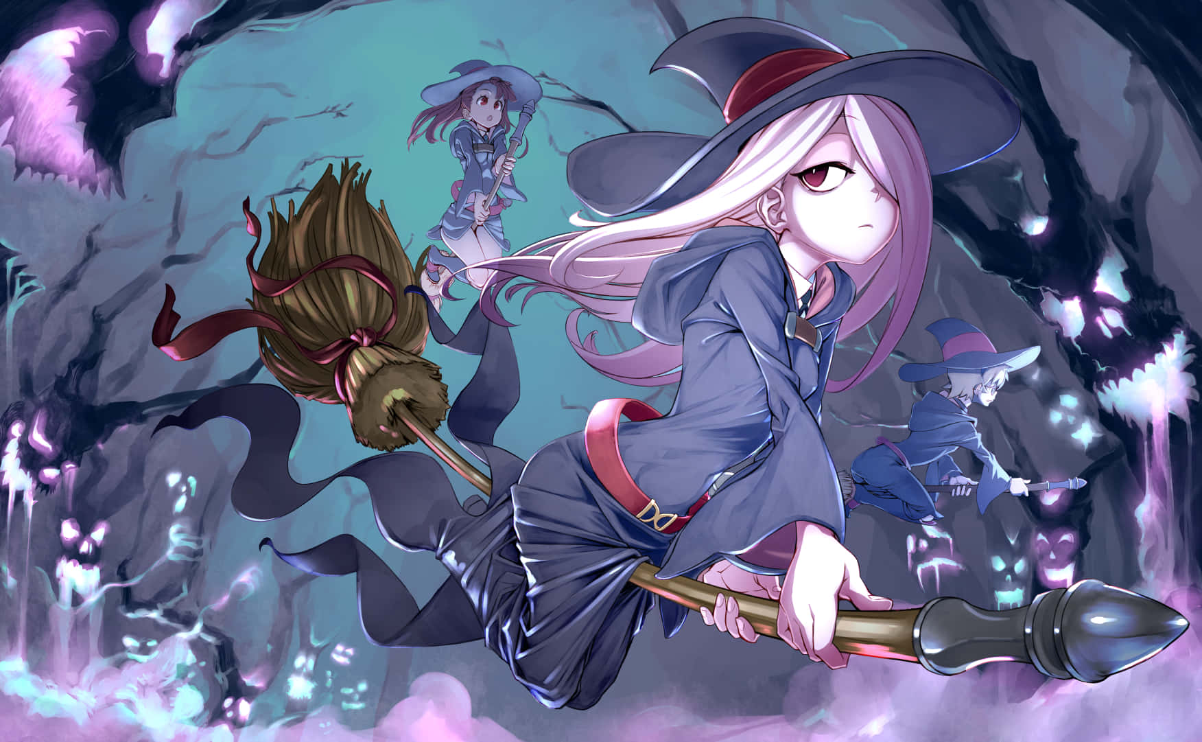 Two Characters From Little Witch Academia Background