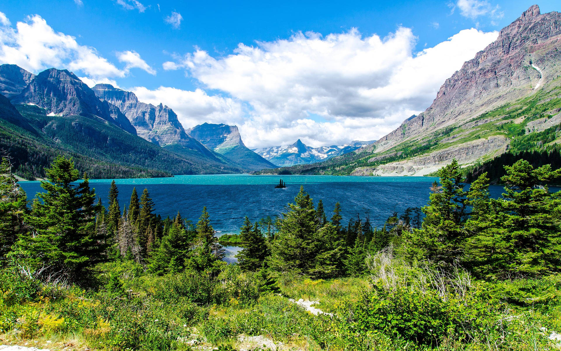 Two Colored Lakes Montana Background