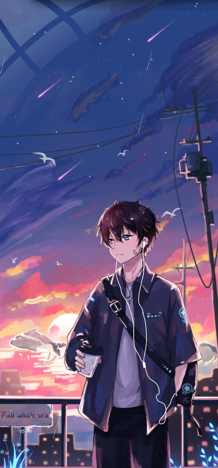 Two Cute Anime Boys Enjoying Each Other's Company Background