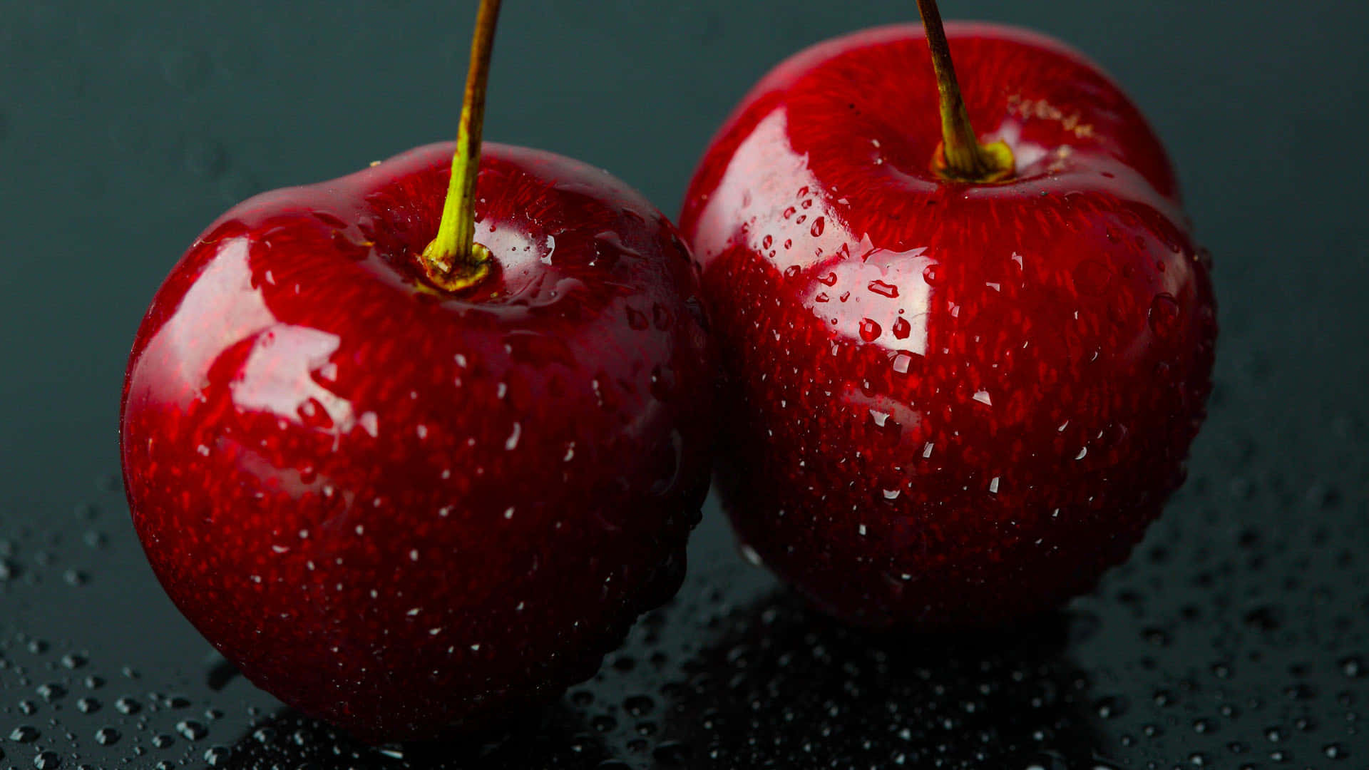 Two Cute Cherries Macro Shot Background