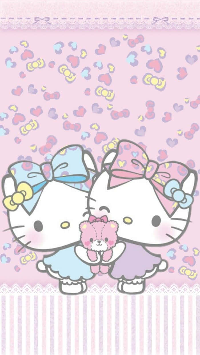 Two Cute Pink Hello Kitty Background