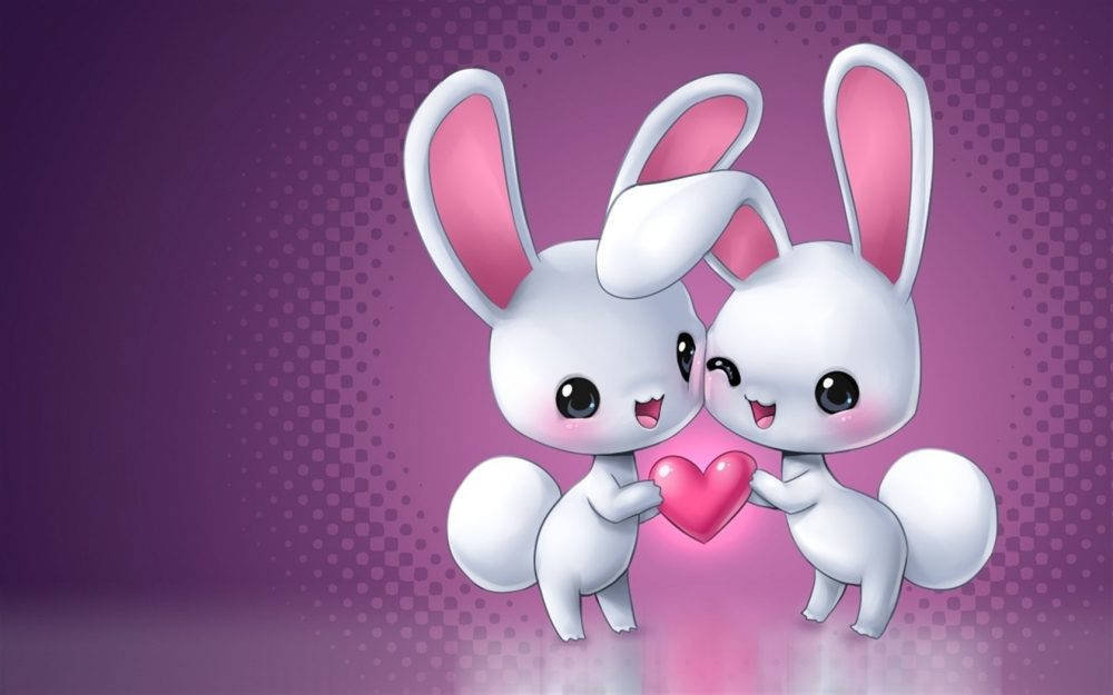 Two Cute White Rabbits Background
