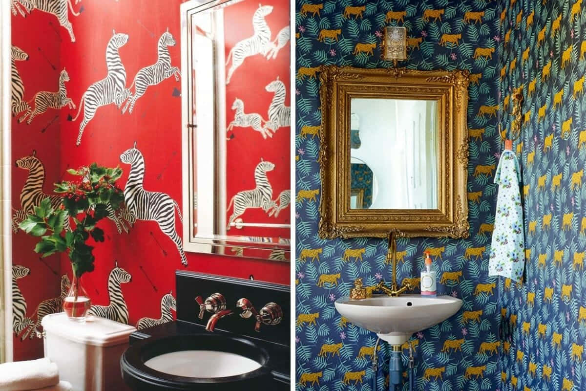 Two Different Bathroom Designs Background