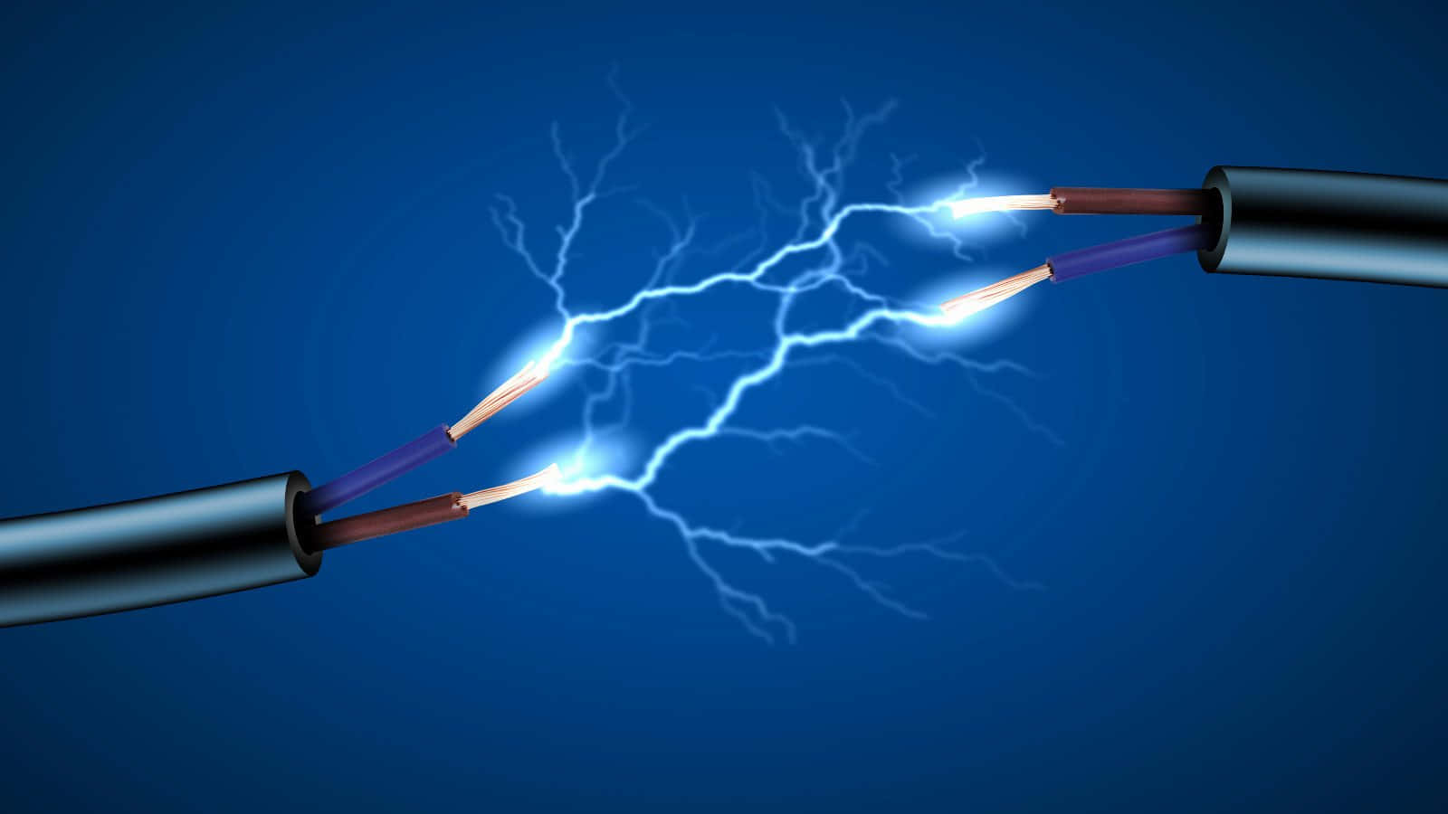 Two Electrical Wires With Electric Sparks